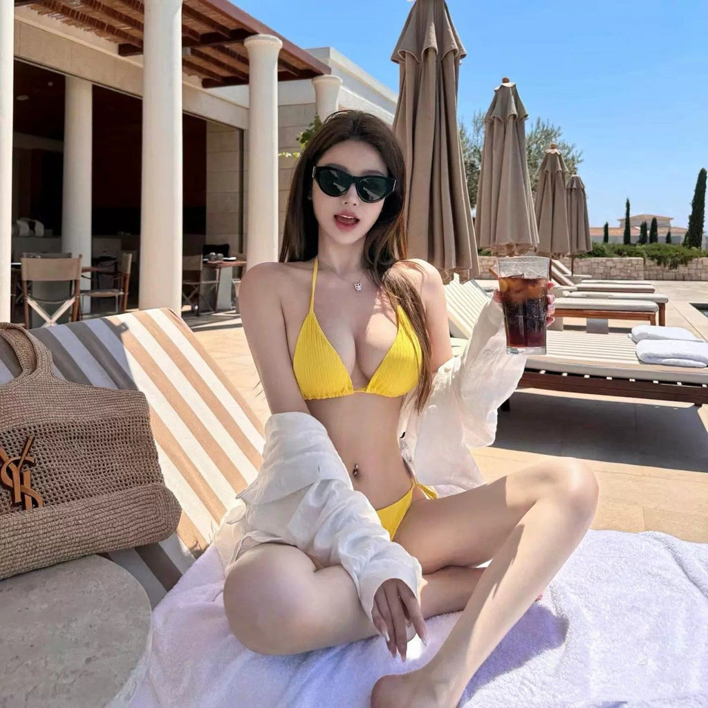 Solid Color Bikini, Sexy Backless, Push-Up, Separated Swimsuit for Women