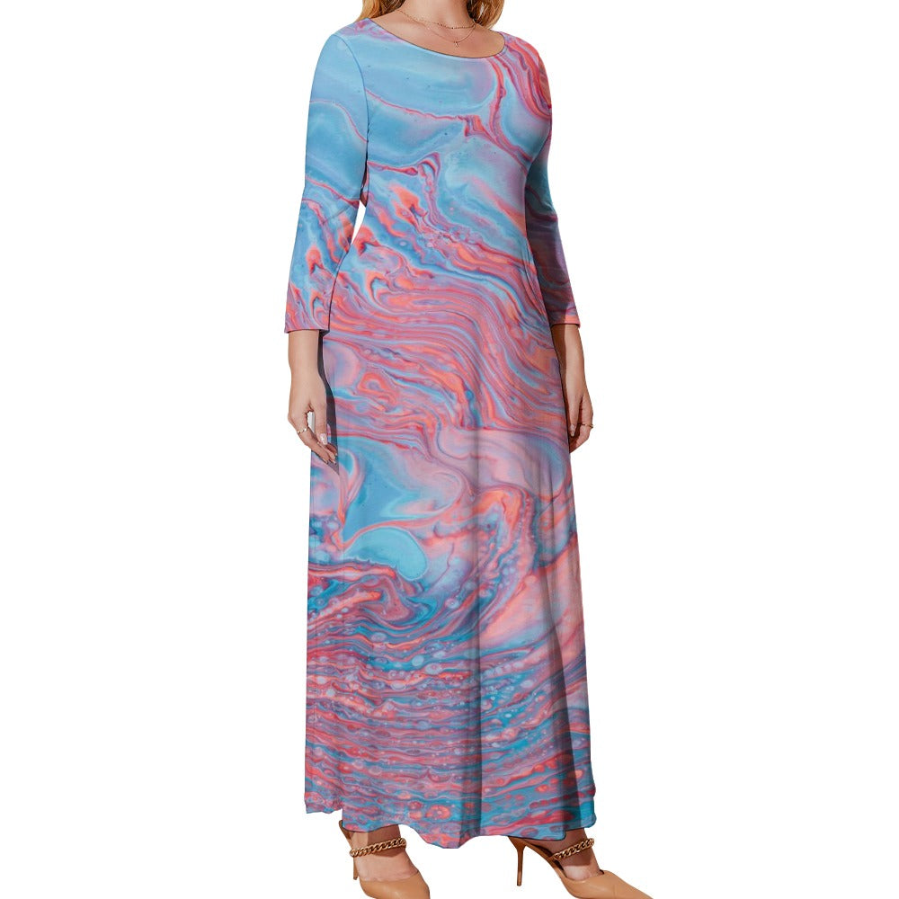 Plus Size Loose Crew Neck Long Sleeve Dress