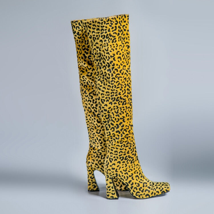 pop print autumn winter boots women fashion over the knee high boots woman sexy high heels runway boots