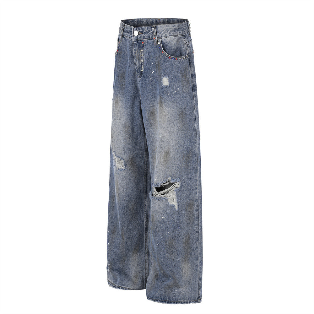Broken holes make dirty jeans