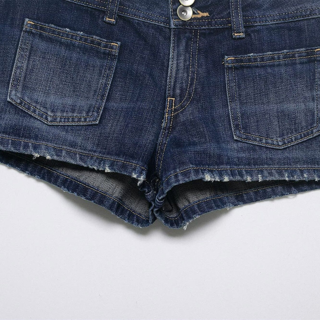 Street low rise mini denim shorts