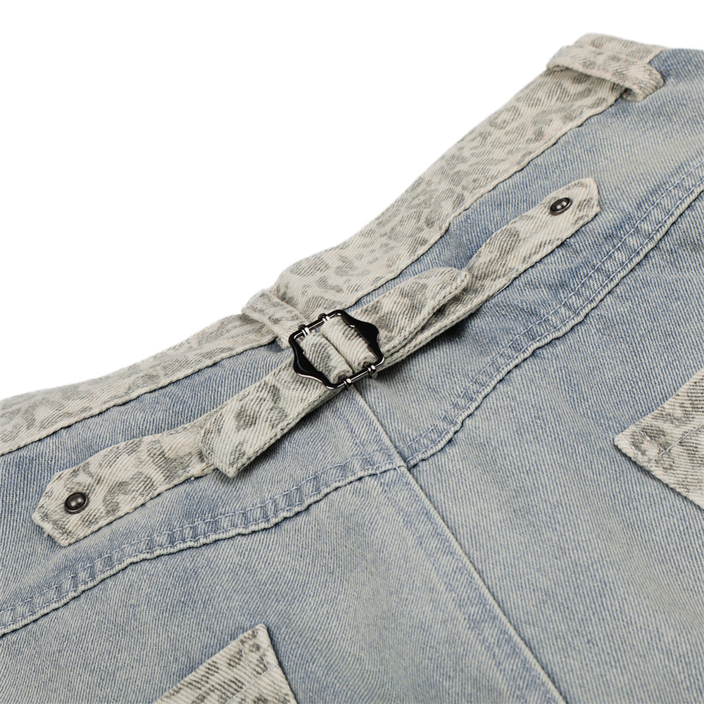 Workwear denim curved knife pants