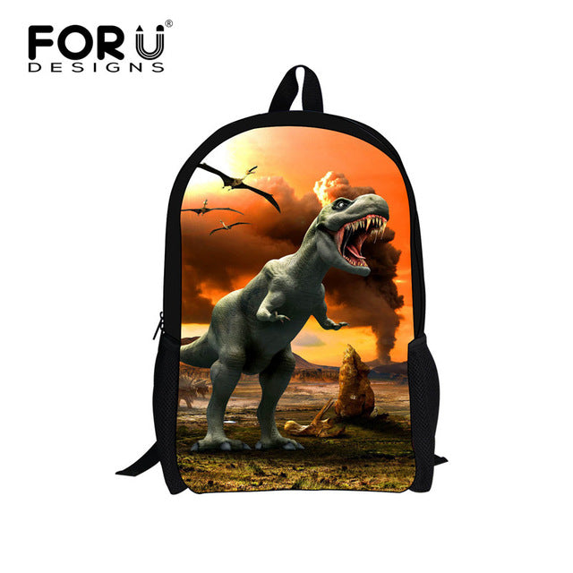 FORUDESIGNS Dinosaur 3D Printing Set School Backpacks for Boys Orthopedic Satchel Schoolbag Children Kids Shoulder Book Bag