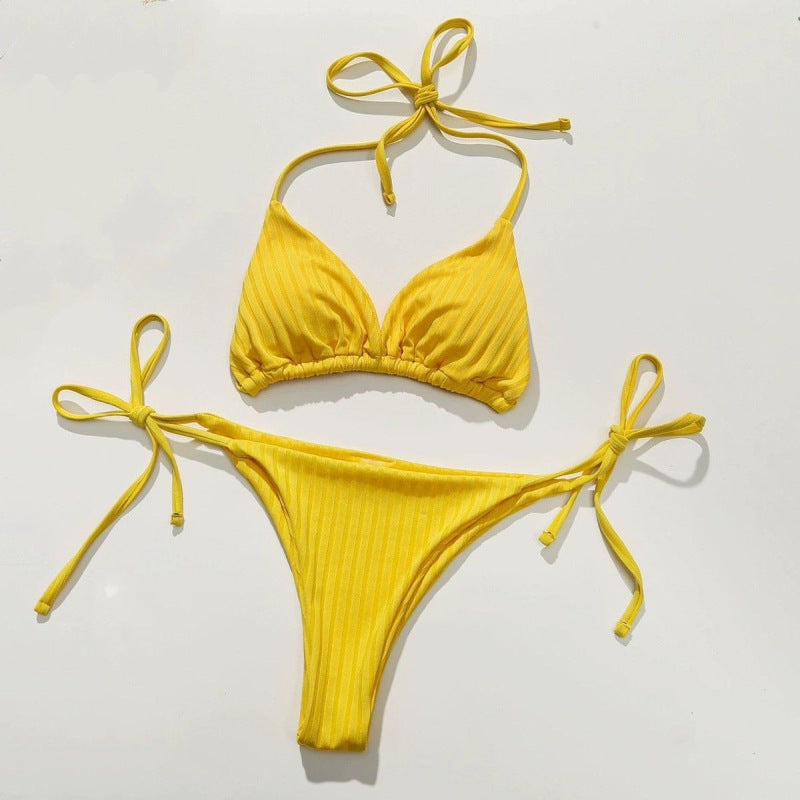 Solid Color Bikini, Sexy Backless, Push-Up, Separated Swimsuit for Women
