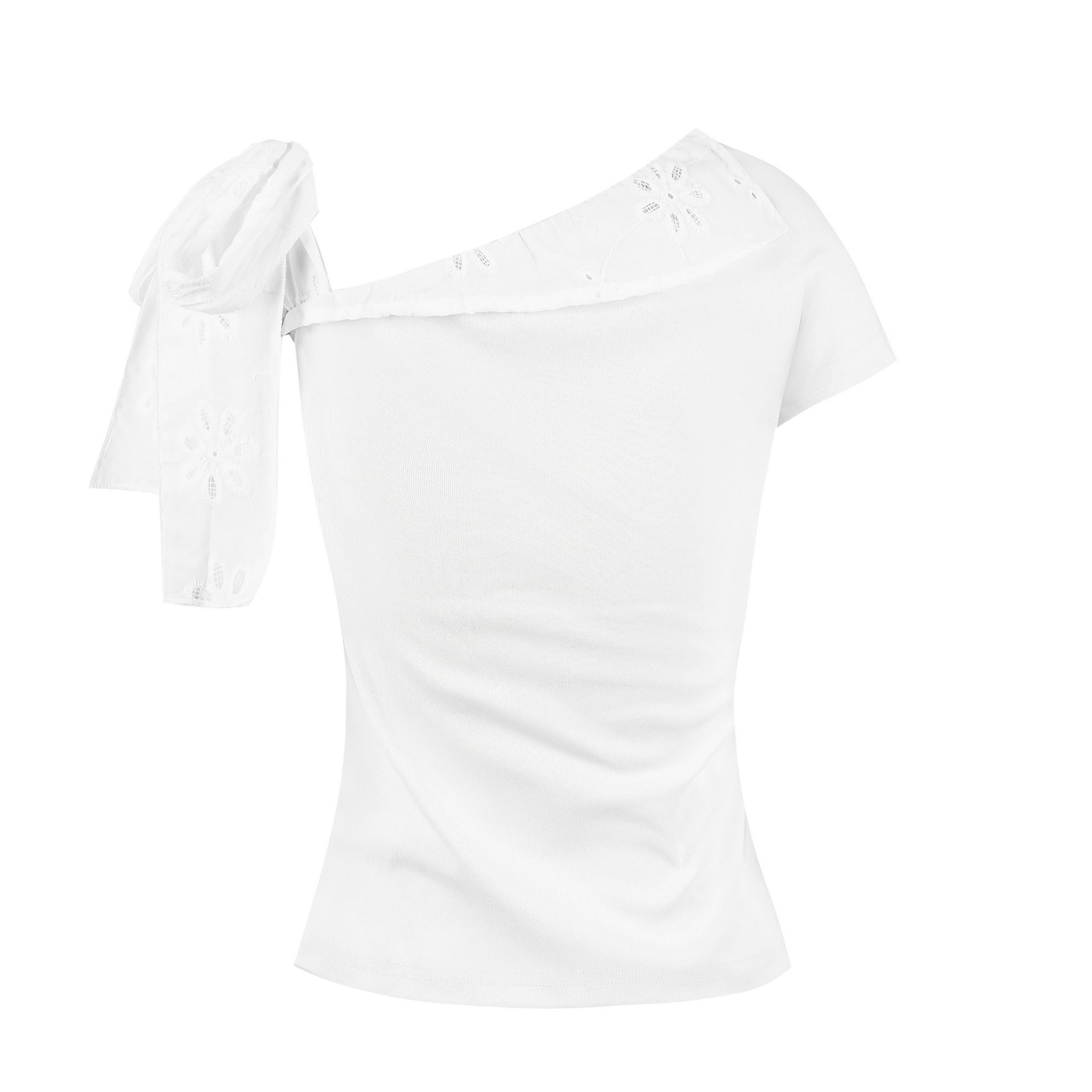 Spliced Casual Short Sleeve Letter Embroidery T-shirt Women's Summer Fashion Top