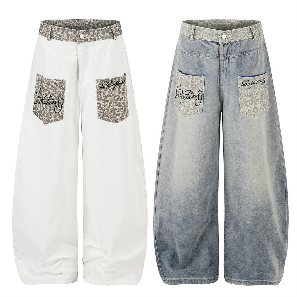 Workwear denim curved knife pants