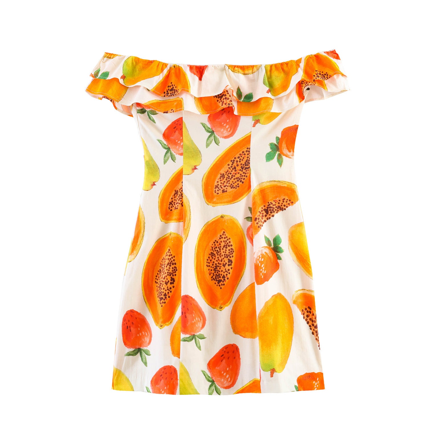 Fruit printed layered decorative dress