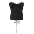 Solid color lace strap strapless waist cinching top