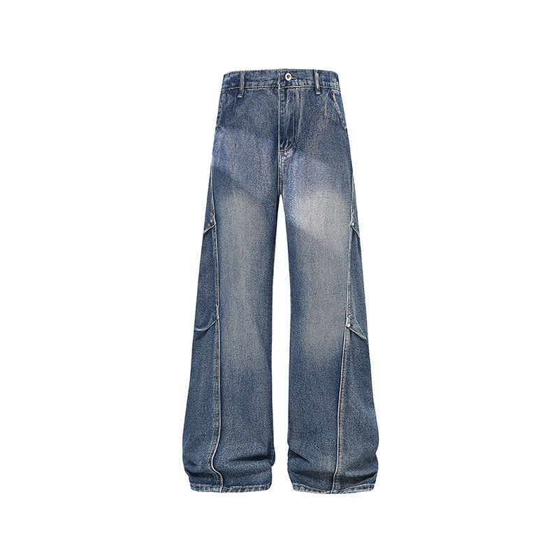 Denim Pants Men's Design Desert Style Flared Tapered Fit Casual Straight Leg Jeans