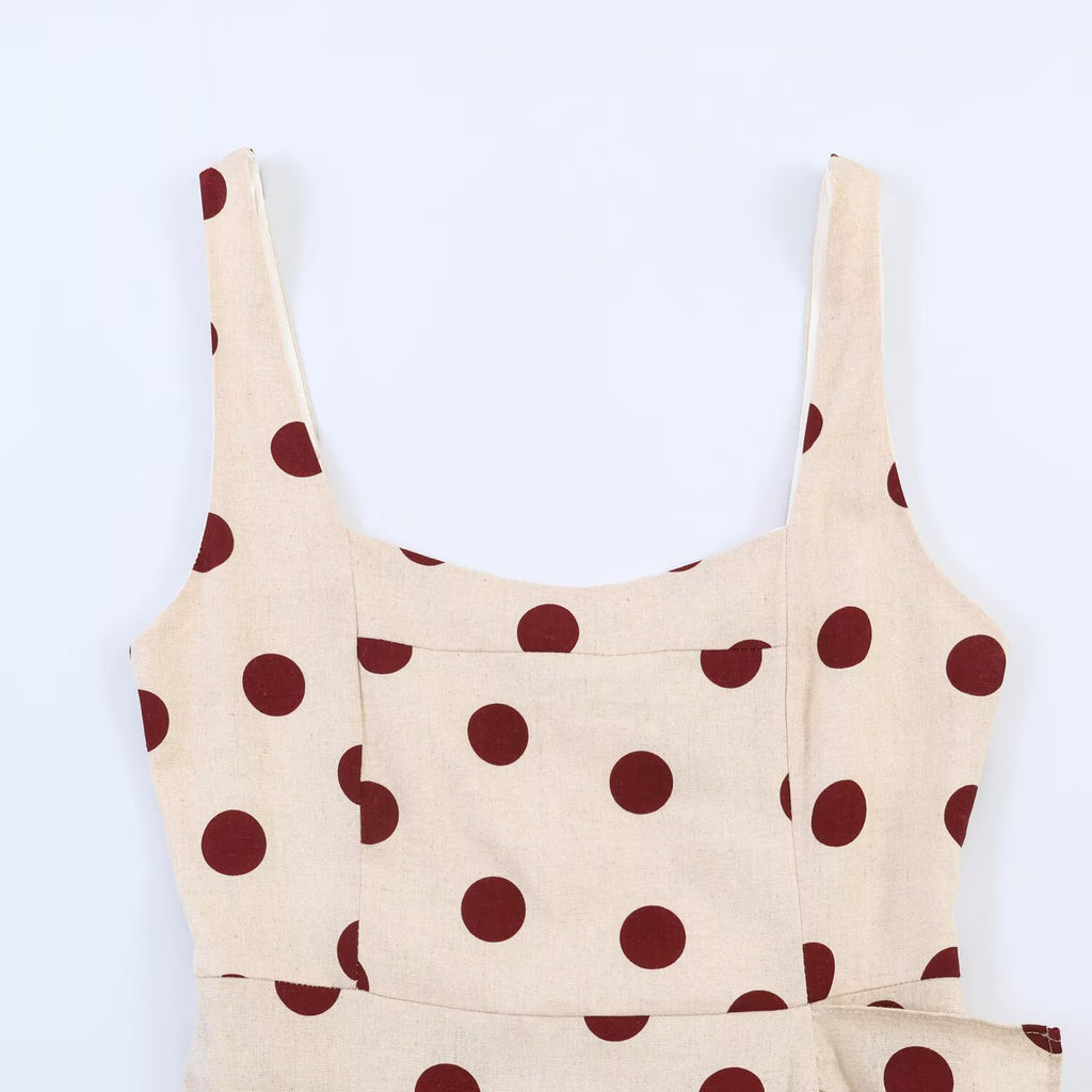 Irregular linen blended MIDI dress