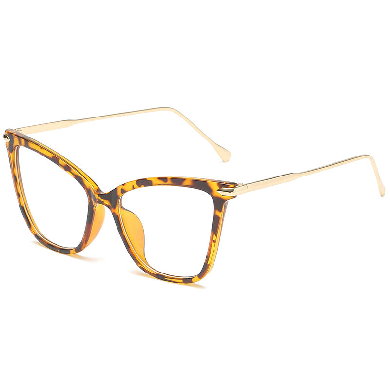 New Ladies Large Frame Cat Eye Flat Glasses Fashion Trend Round Face Glasses