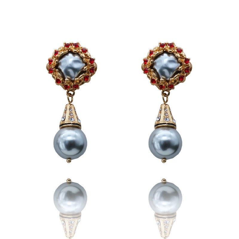 Glass pearl long sweater chain set