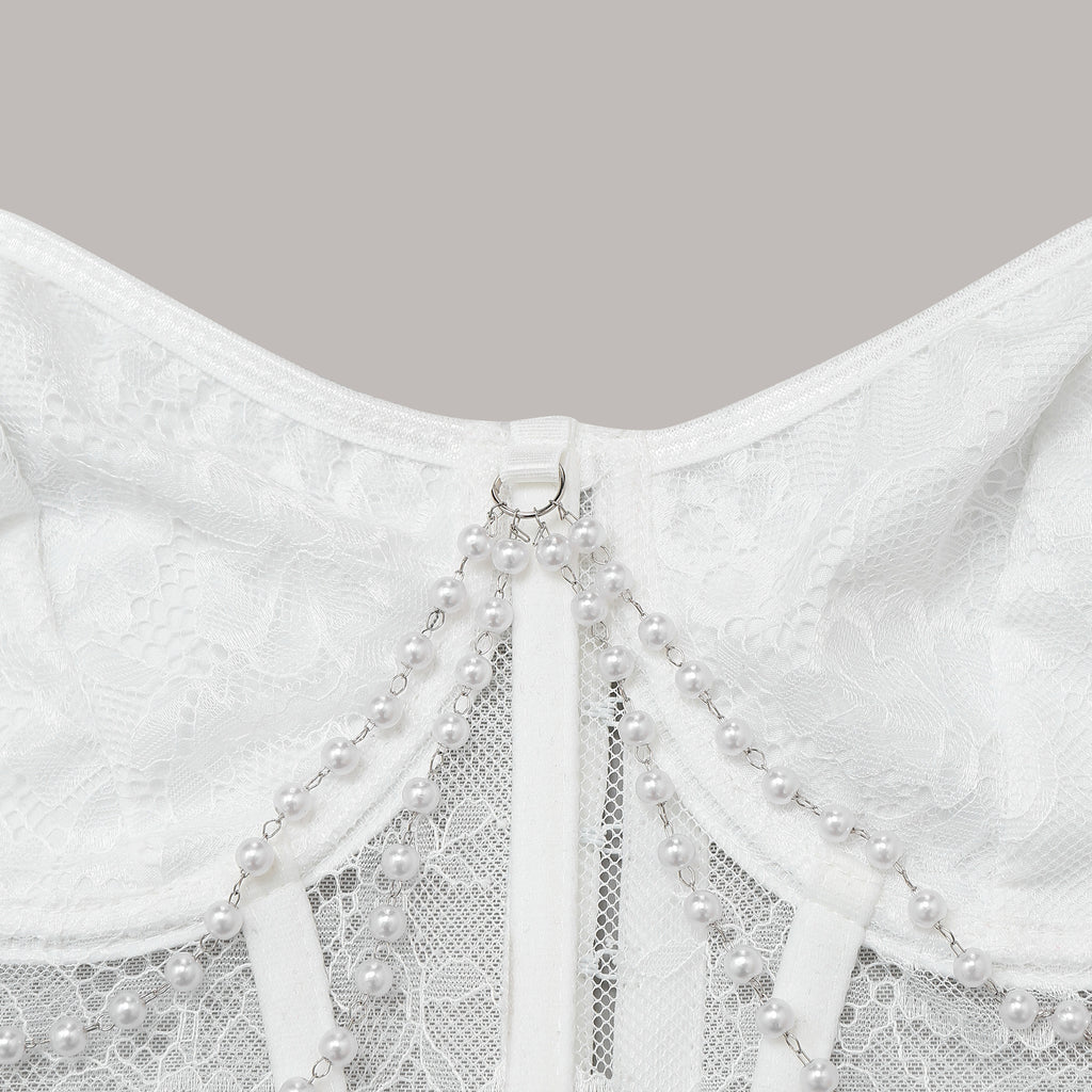 Lace Fitted Bustier Boned Crop Top