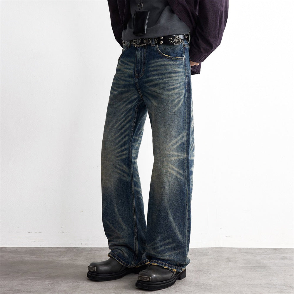 Used washed denim jeans