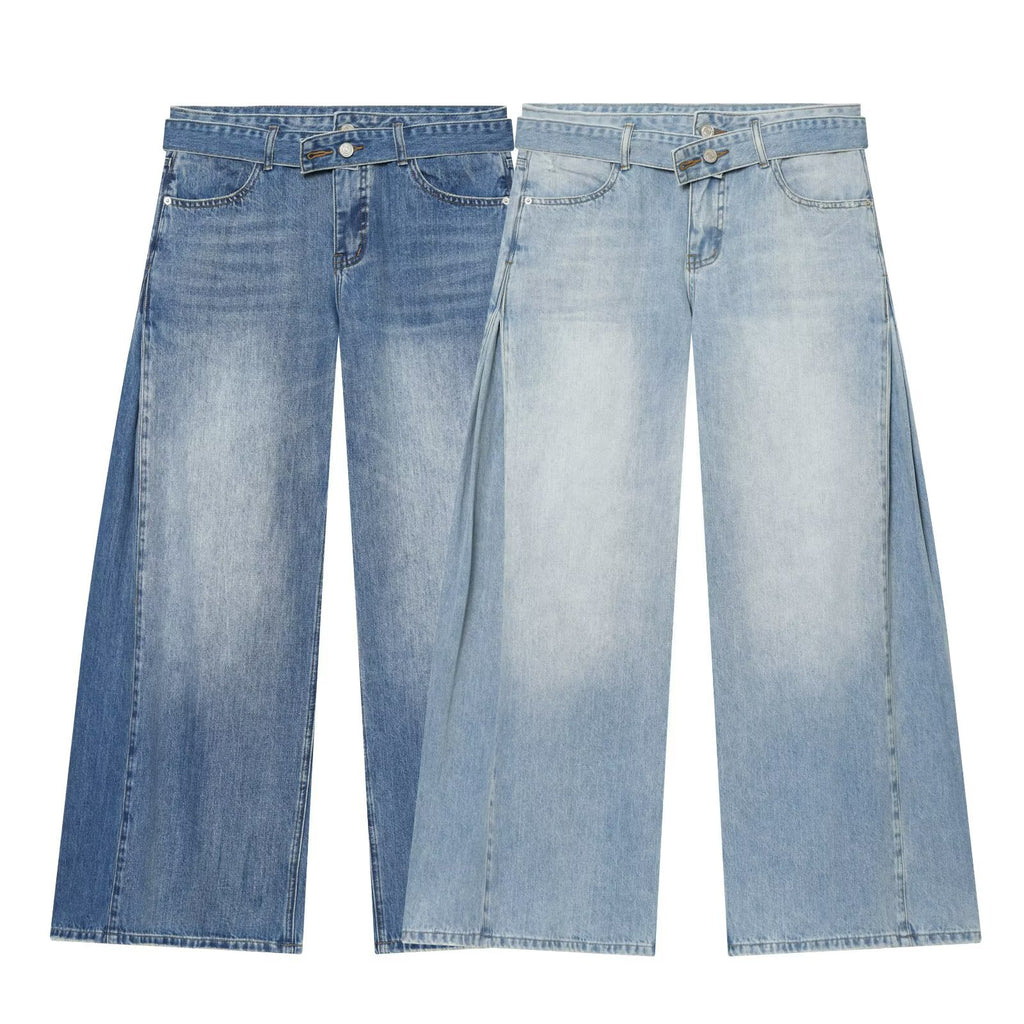 Street waist belt high waisted jeans
