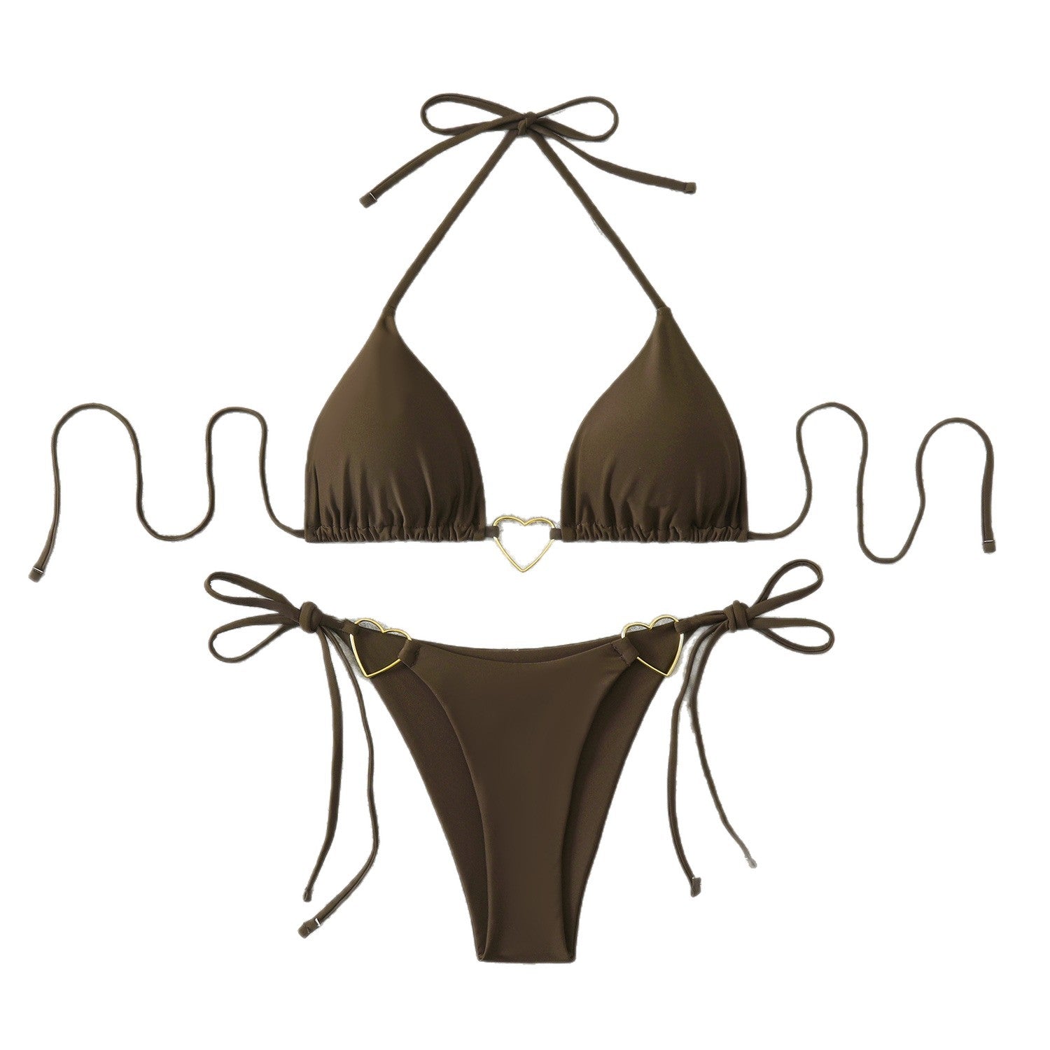 Printed neck hanging suspender bikini