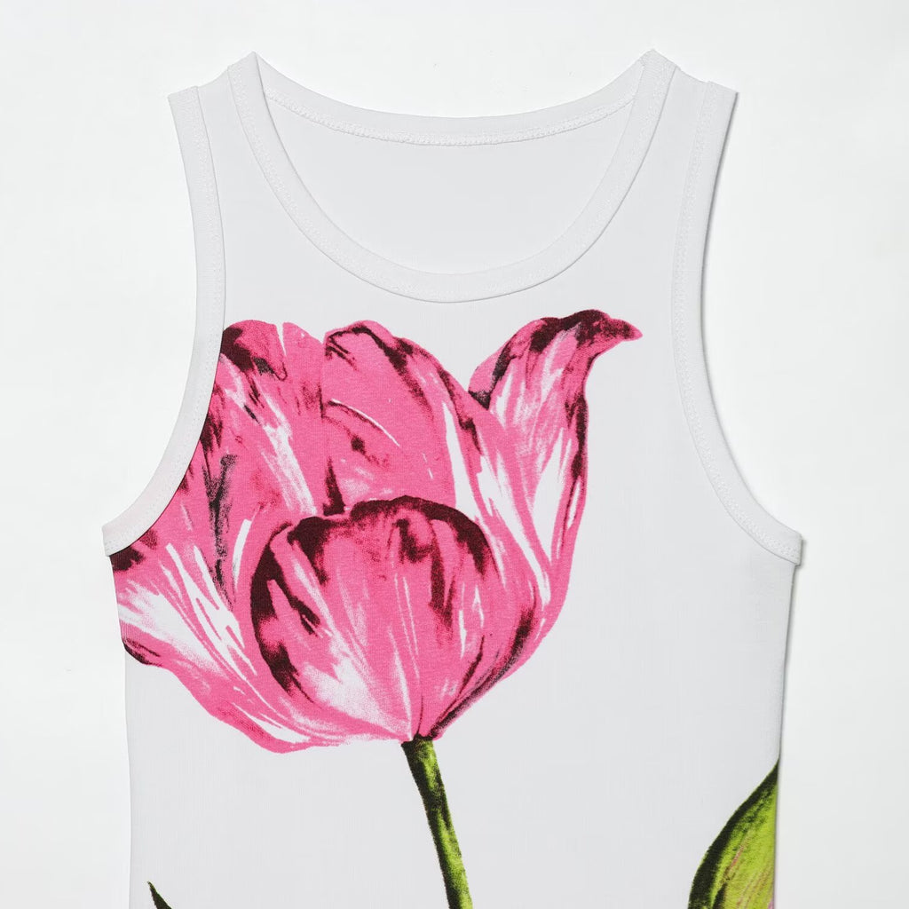 Retro style spicy girl printed sleeveless T-shirt