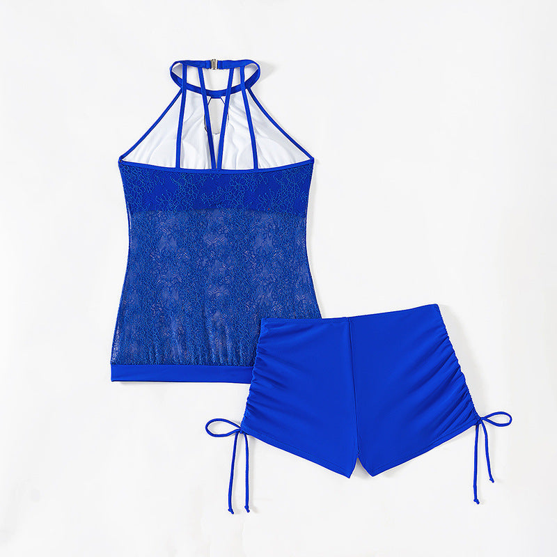 Mesh Bikini Swimwear for Women, Conservative Covering Belly, Sexy Two-Piece Swimsuit