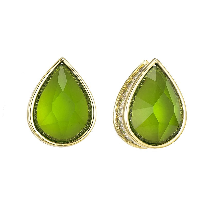 Micro inlaid water droplet zircon earrings for women plated with 18k gold