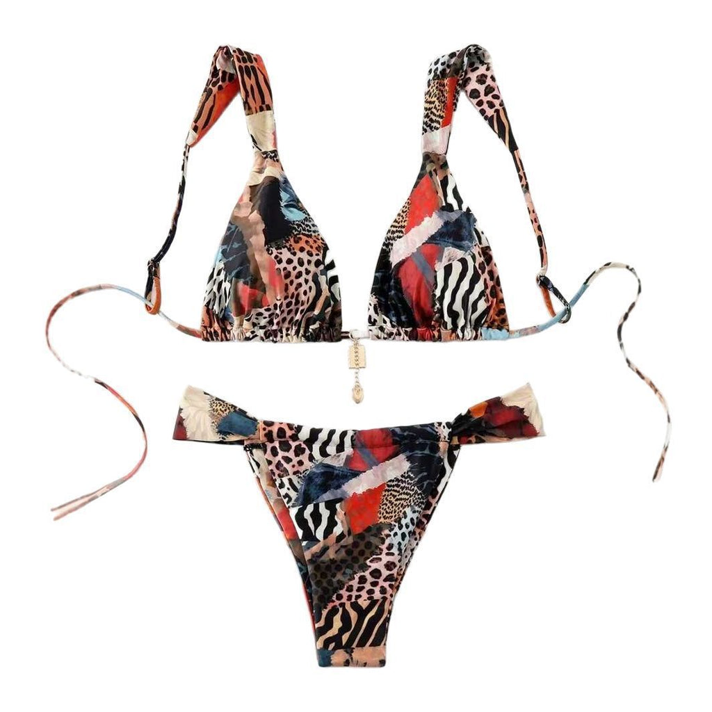 Bikini printed lace up