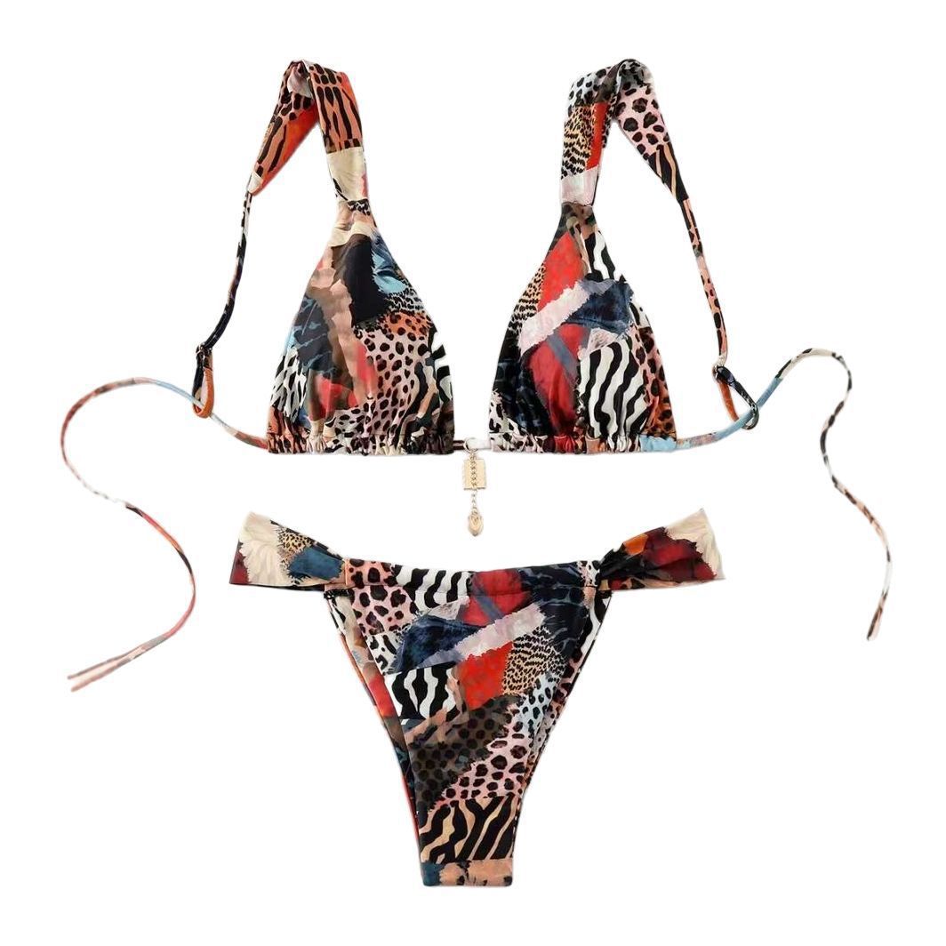 Bikini printed lace up