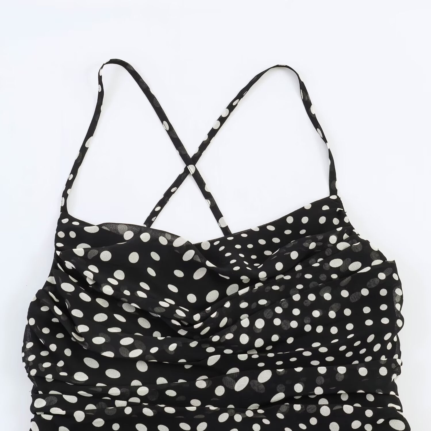 Irregular polka dot pleated dress