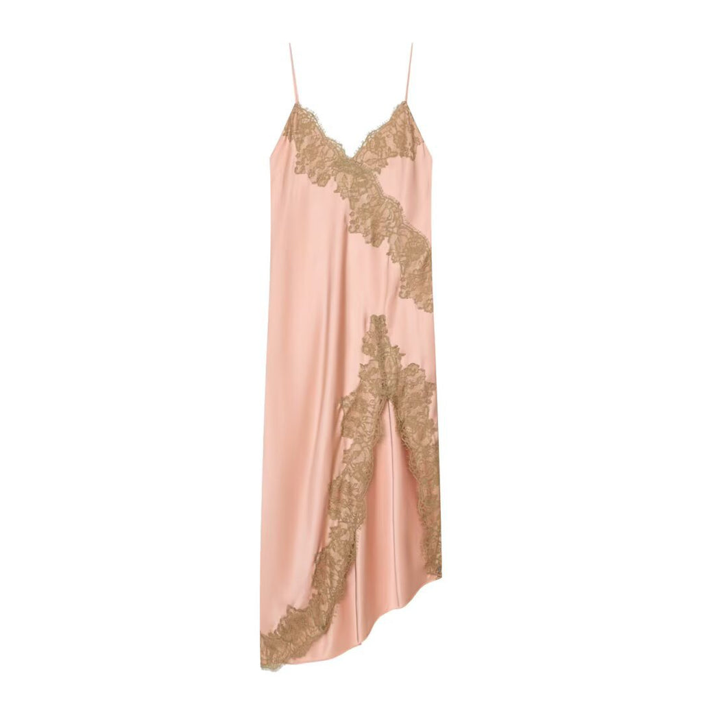 Lace trimmed V-neck camisole long dress