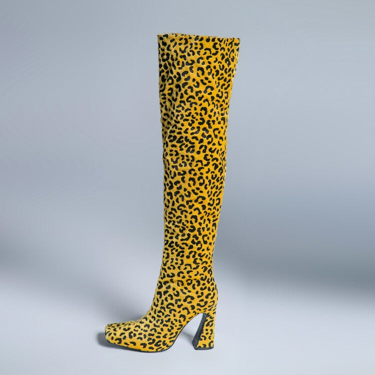 pop print autumn winter boots women fashion over the knee high boots woman sexy high heels runway boots