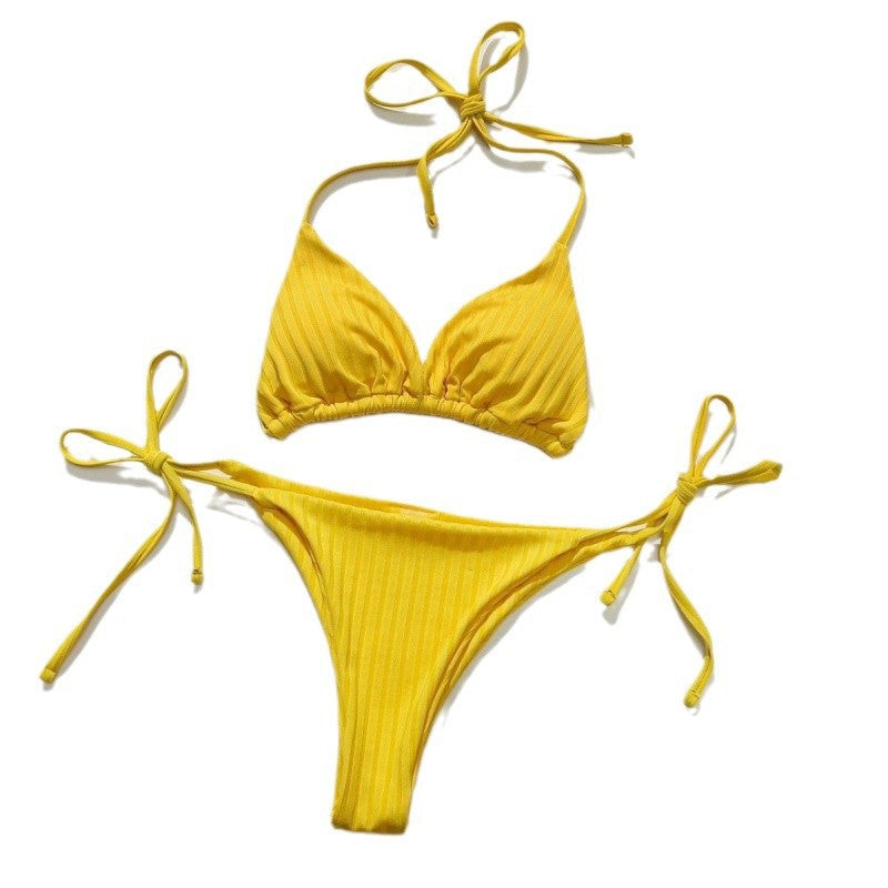 Solid Color Bikini, Sexy Backless, Push-Up, Separated Swimsuit for Women
