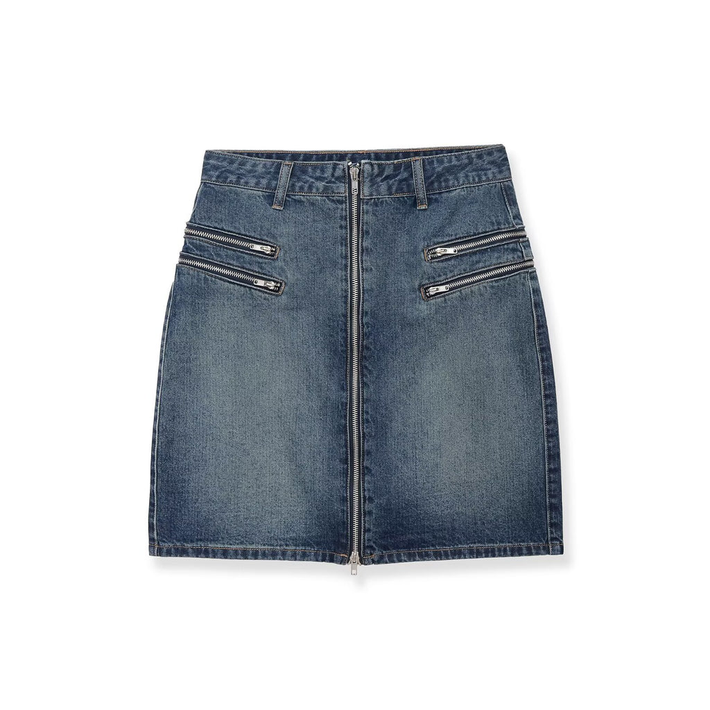 Mid waist casual denim Midi skirt