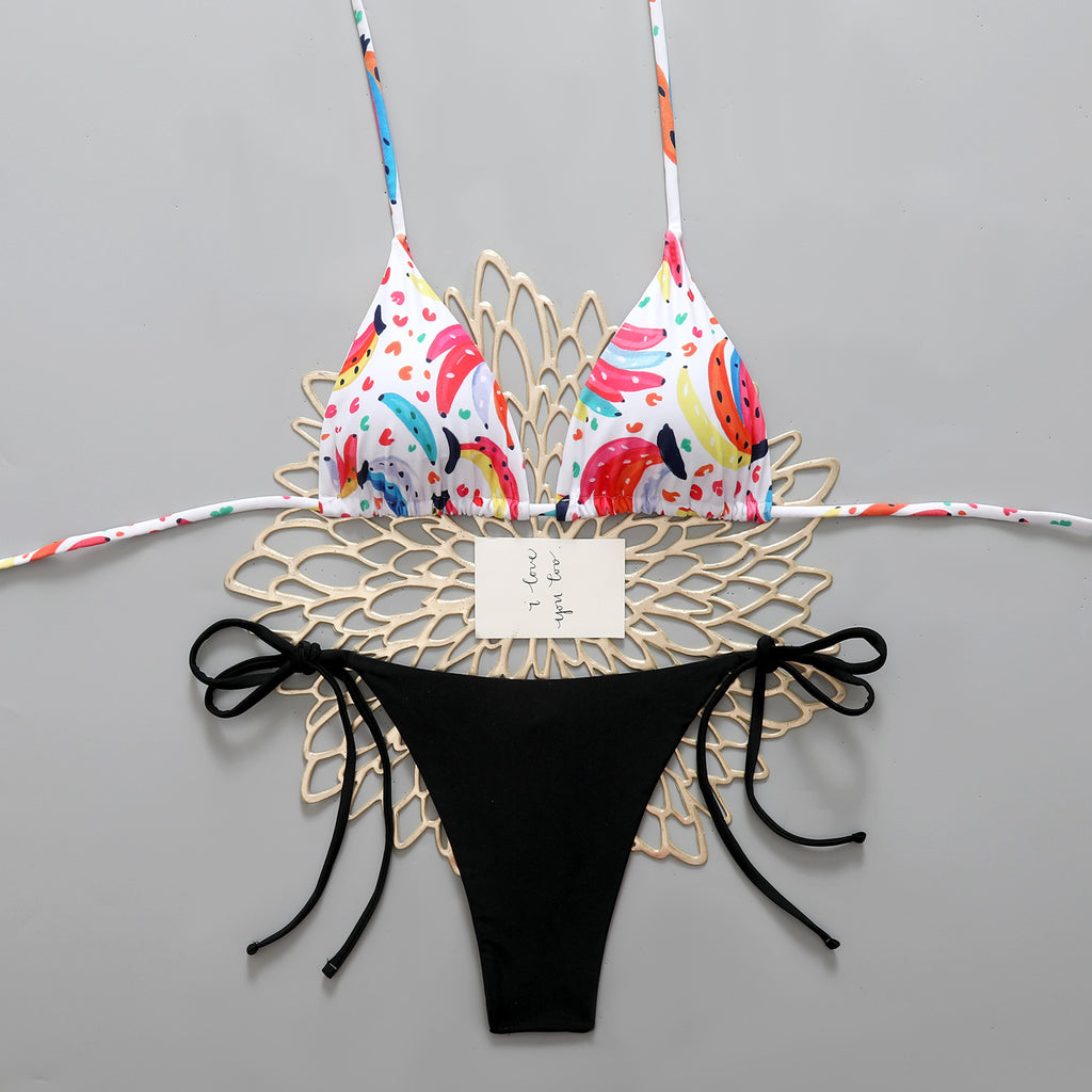 Bikini floral triangle strap swimsuit