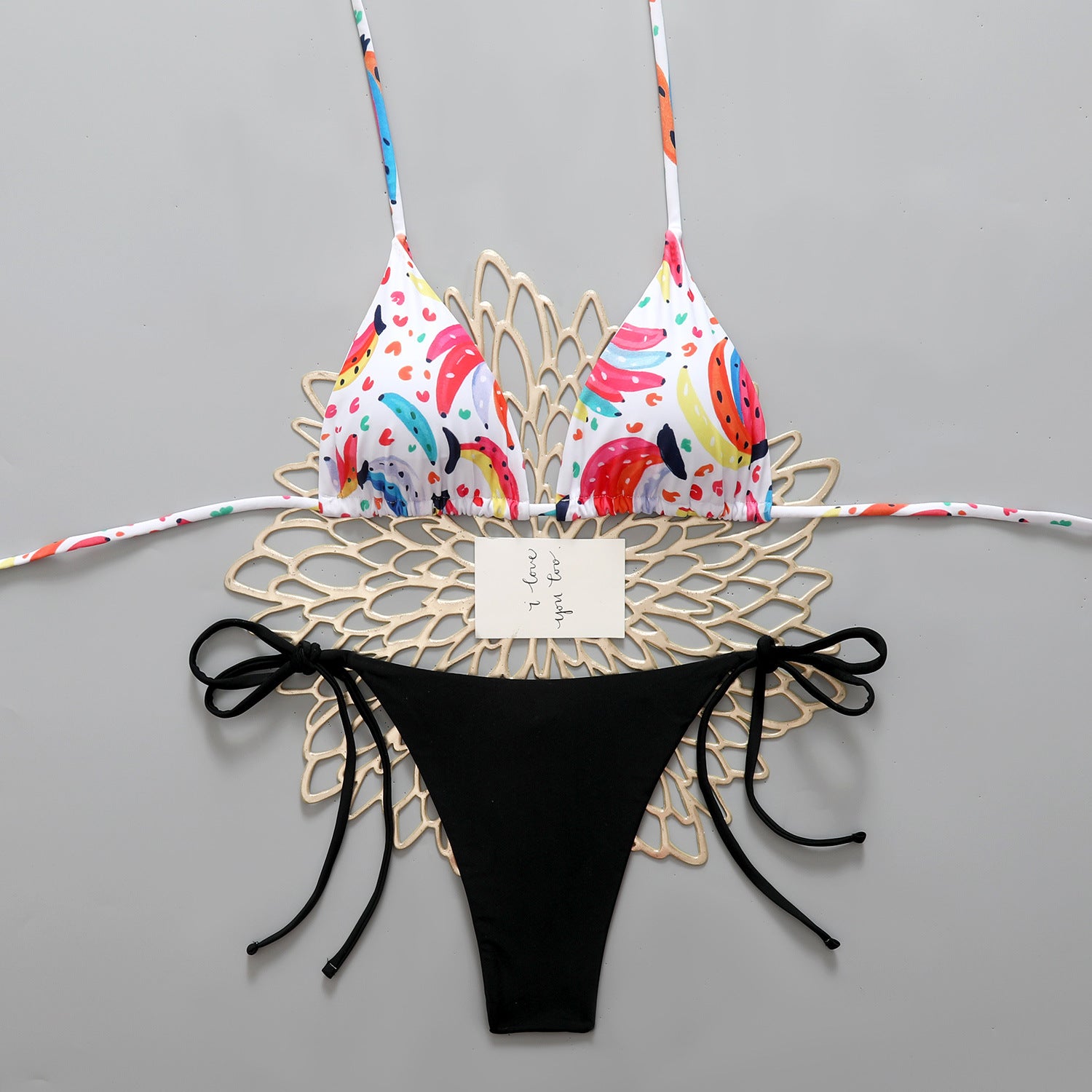 Bikini floral triangle strap swimsuit