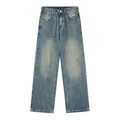 Men's A-line Vintage Denim Pants Washed Loose High Street Floor-Length Trousers