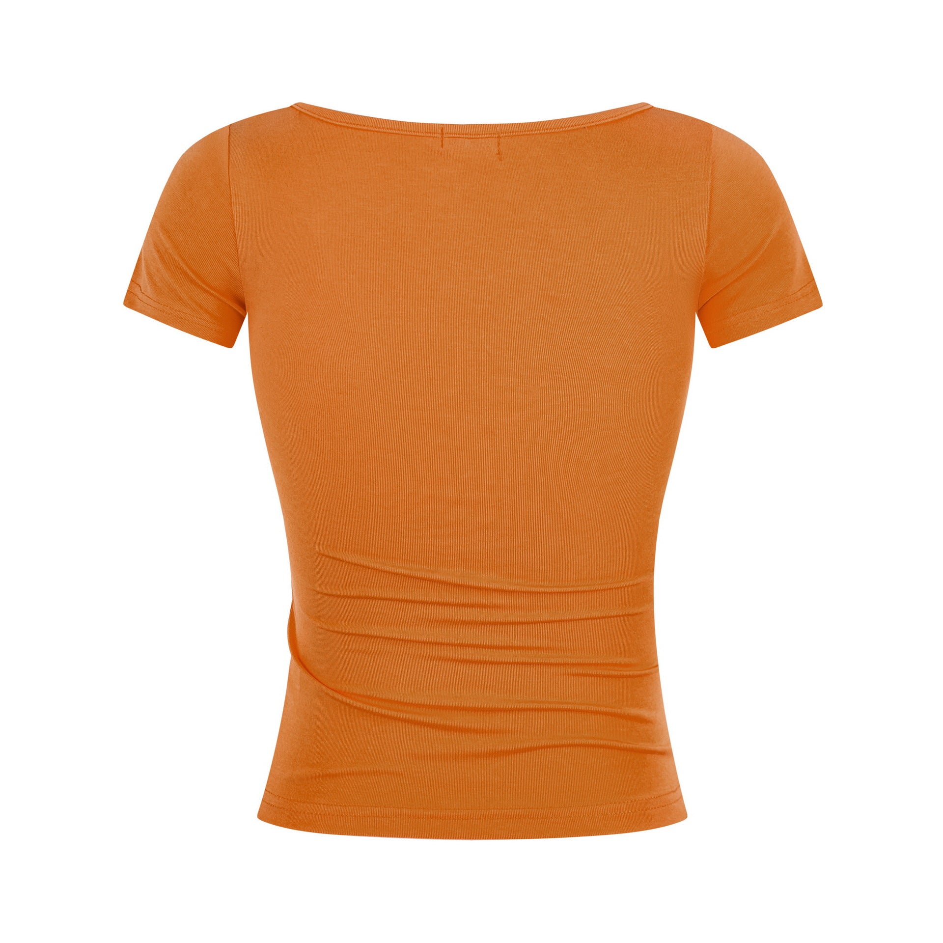 Women's Twisted Knit Detail Fitted V-Neck Casual Short Sleeve Solid Color Minimalist T-Shirt
