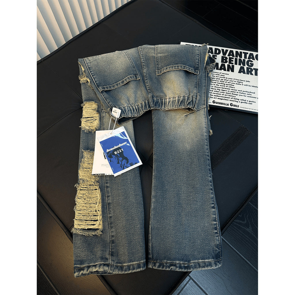 Street Style Ripped Straight Leg Jeans for Men