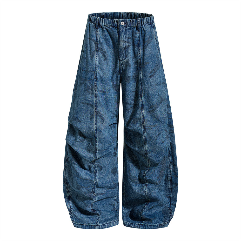 Tie dye camouflage curved knife jeans