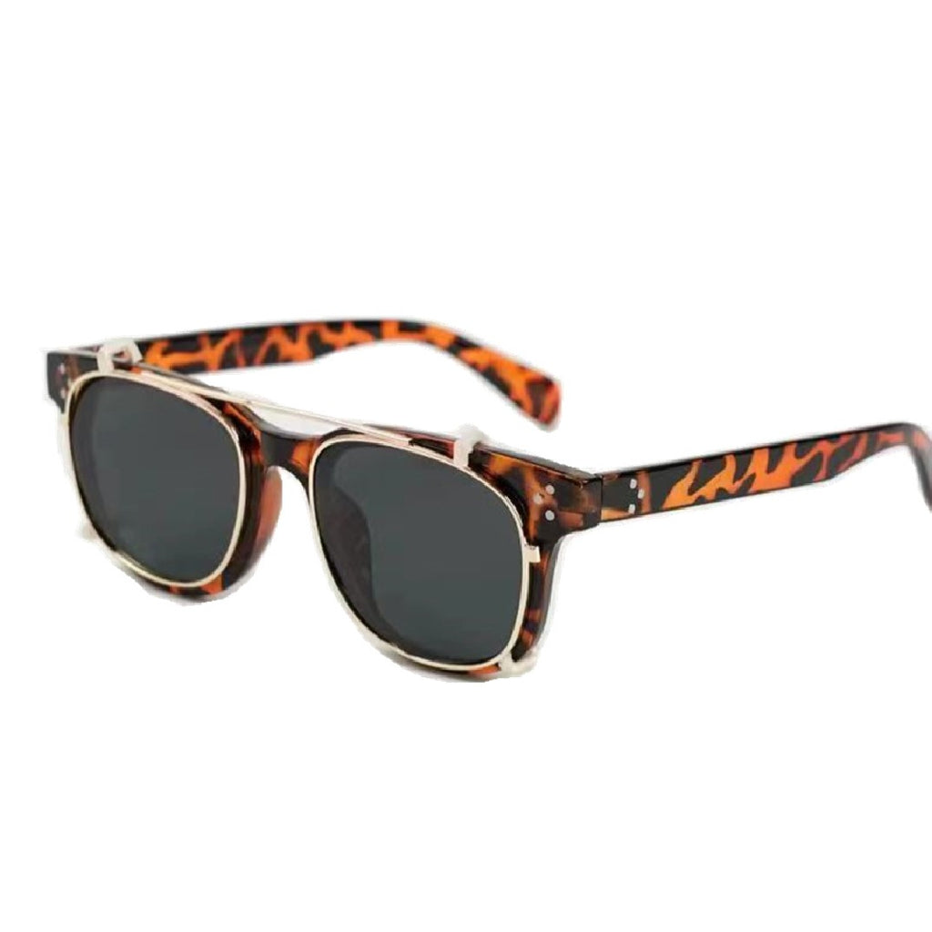 Retro square sunglasses, multi-purpose set, plastic metal clip, myopia glasses, male