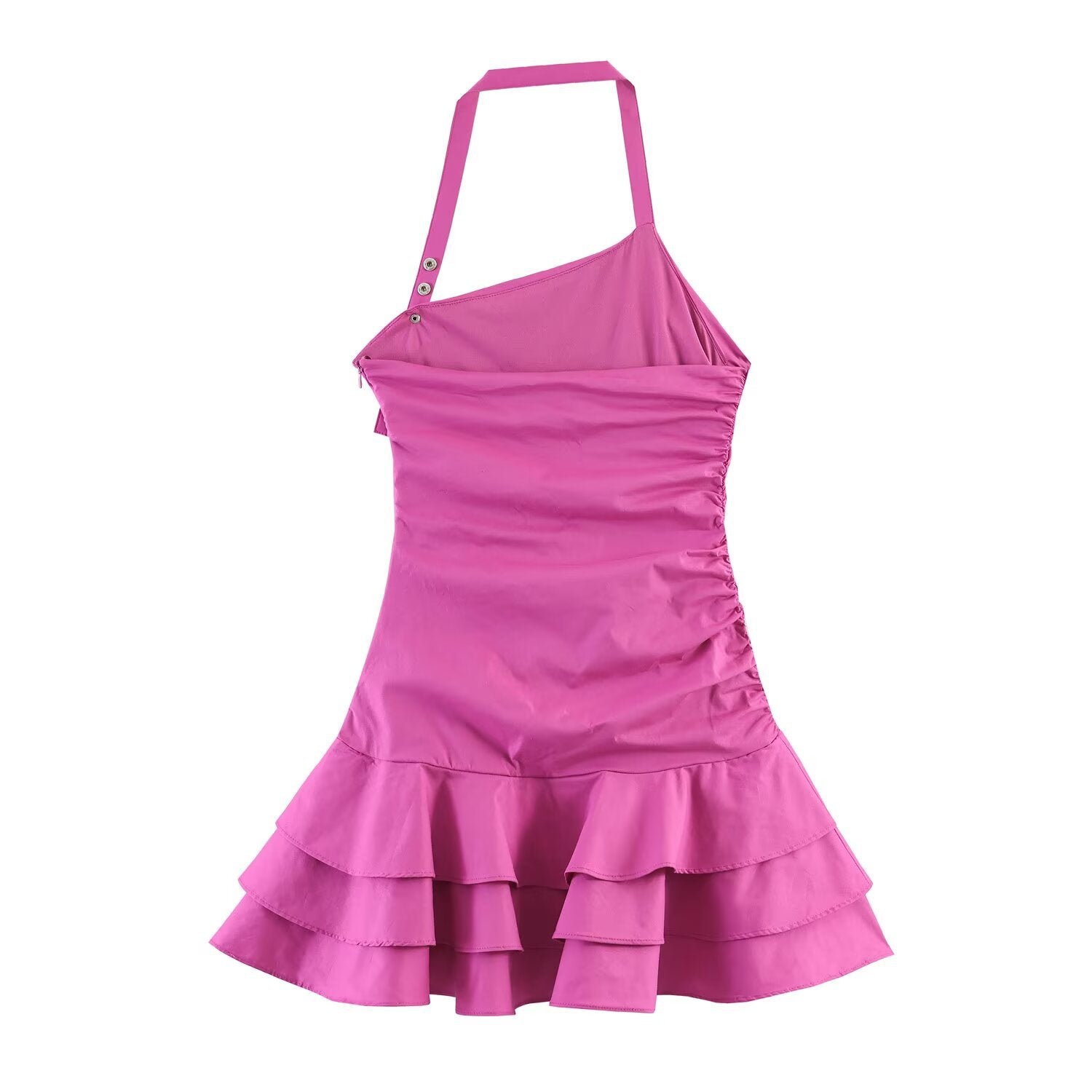 Stacked decorative hanging neck collar poplin dress