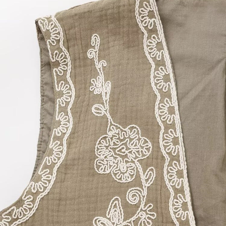 Ethnic style street embroidered short vest