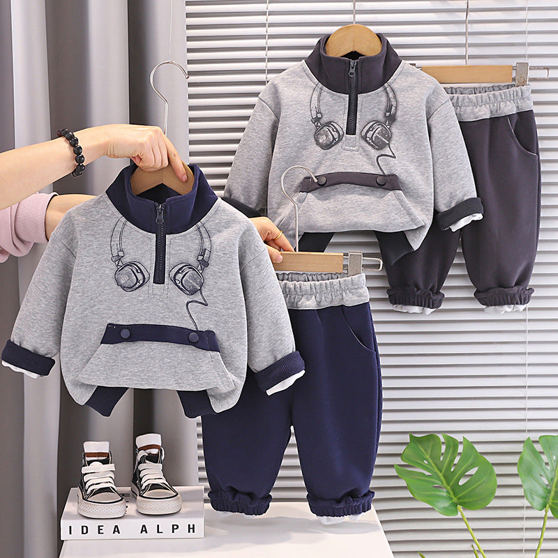 Baby casual hoodie long sleeved two-piece set