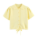 Bow embellished knitted short sleeved top