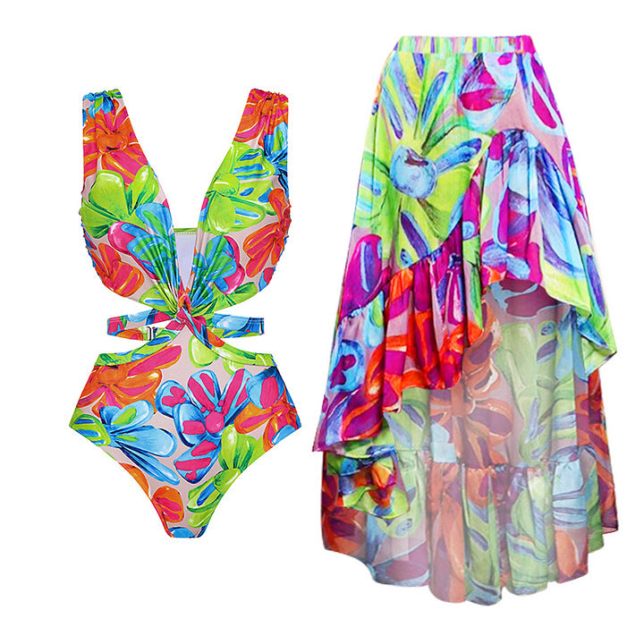 One-Piece Swimsuit for Women, Beach Vacation Set Dress Swimwear