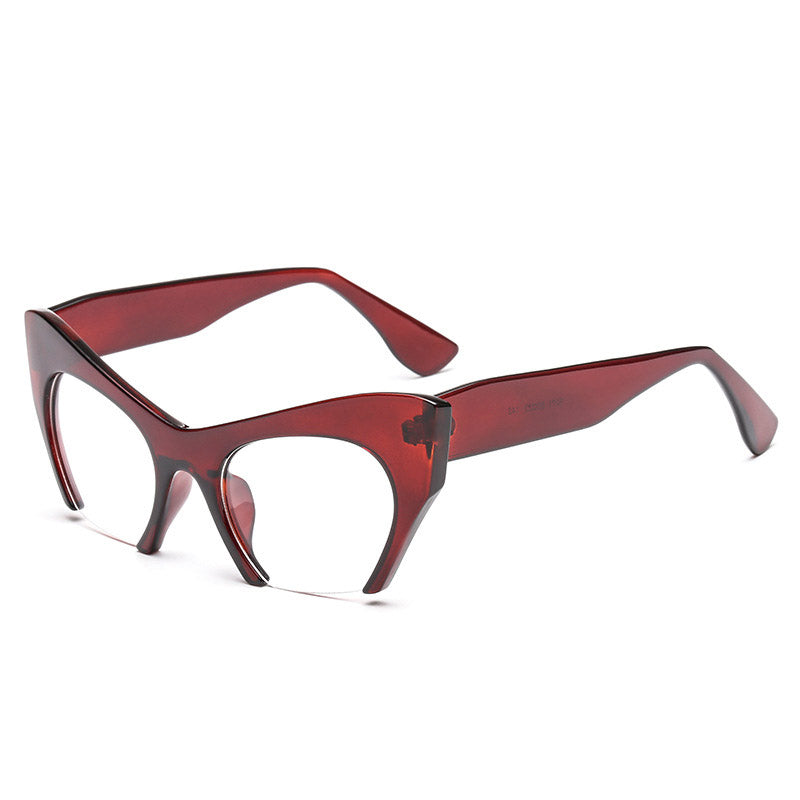 New Film Female Glasses Frame Half-Frame Cat Eye Personality Frame