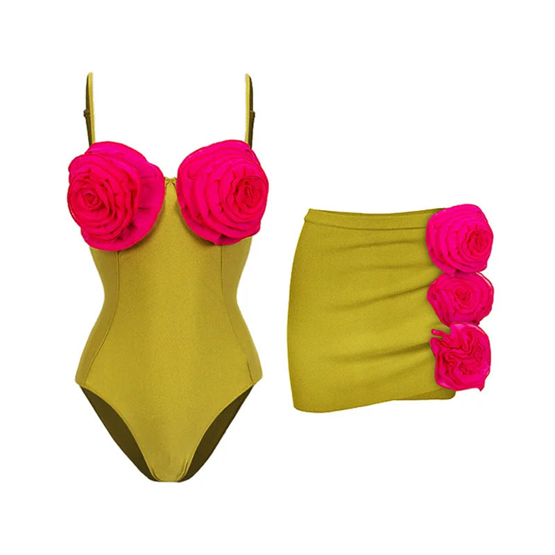 One-Piece Sleeveless A-Line Women's Swimwear Set for Vacation