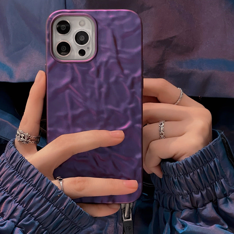 Electroplated origami pattern suitable for iPhone 17 Promax phone case Apple 16 matte red purple 14/15