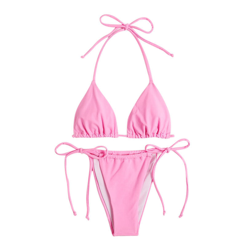 Sexy Solid Color Bikini Set with Tie-Straps