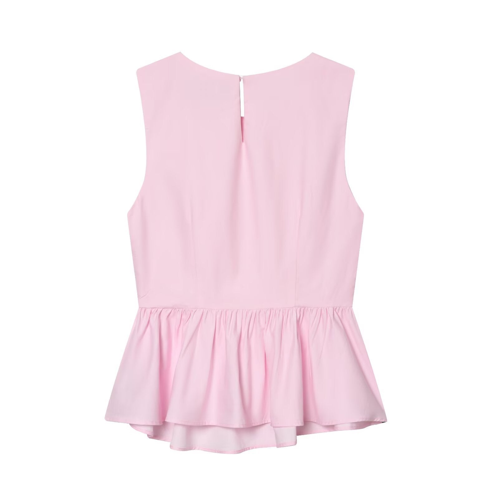 Sleeveless knot buckle embellished short skirt style hem top