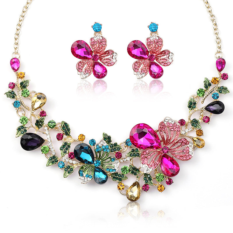 Itacazzo Decorative Props Dreamlike Style Romantic Dazzling Ladies' Necklace Earrings 3 Pcs Set  For Important Occasions