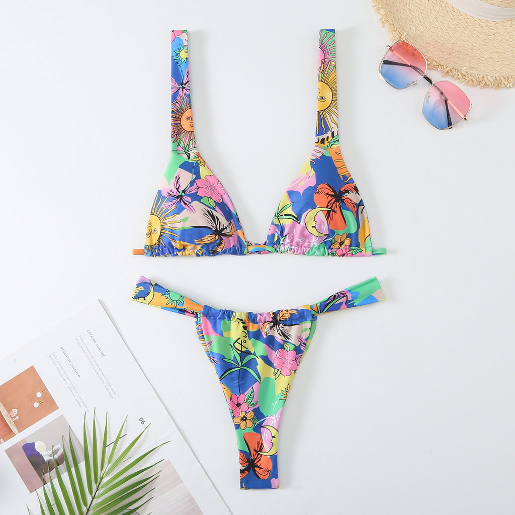 Printed bikini double-sided