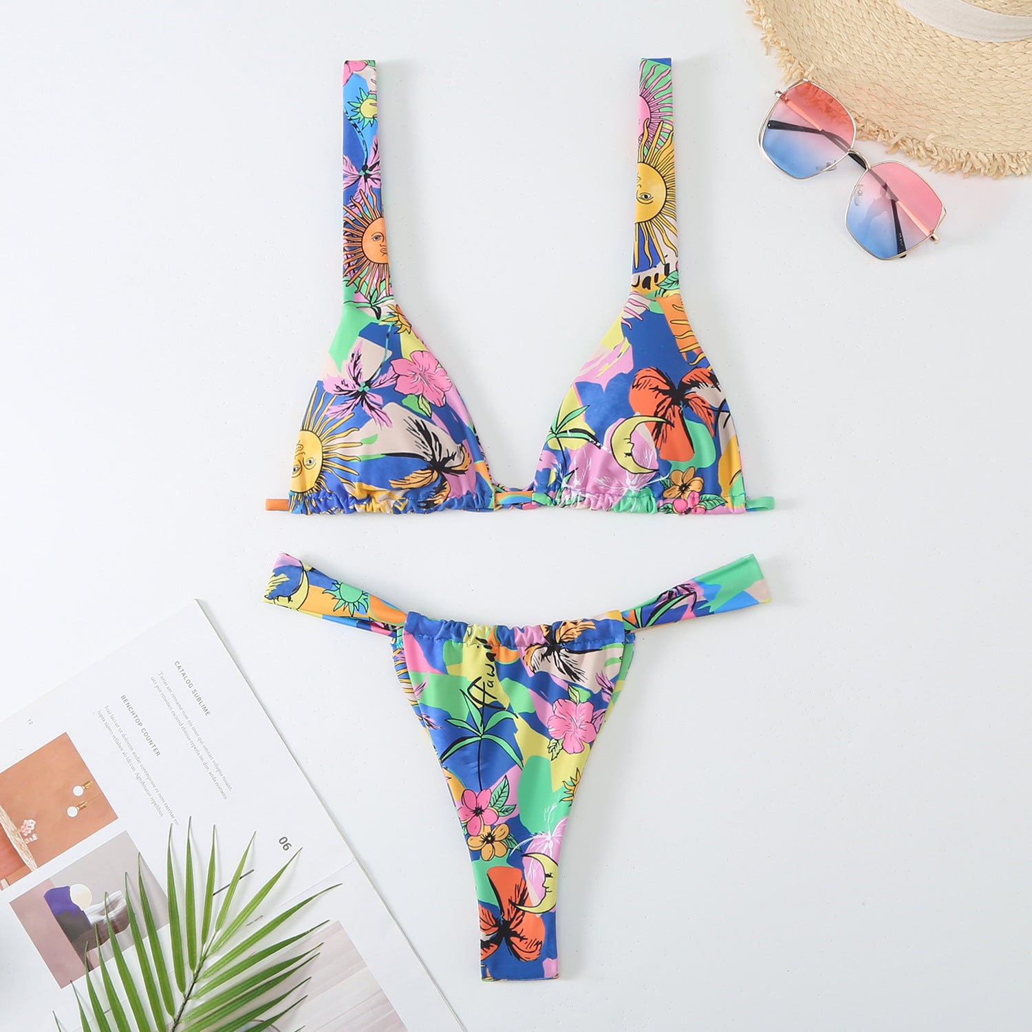 Printed bikini double-sided